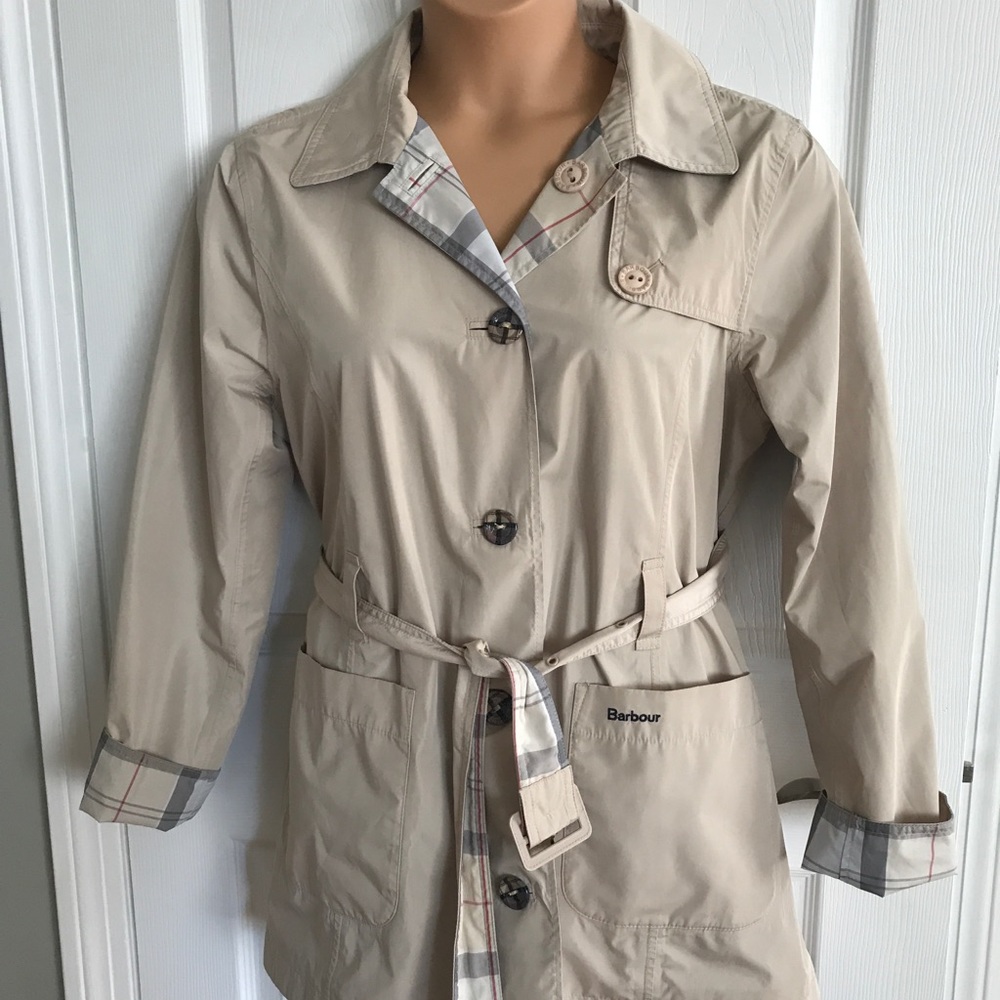Barbour Oak Reversible Trench Khaki Tartan US 14